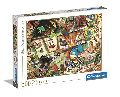 Clementoni Collection-The Butterfly Collector-500 Made in Italy, 500 stukjes puzzel dieren, vintage, plezier voor volwassenen, meerkleurig, medium, 35125