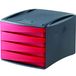 Fellowes G2Desk met 4 laden van 80% gerecycled materiaal, donkergrijs/rood