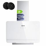 CIARRA Kopffrehaube 60cm, +, 590 m³/h, Afzuigkap met touchbediening, recirculatie- en afvoermodus, glazen model VM6765CS
