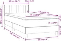 vidaXL Boxspring met matras fluweel roze 80x220 cm