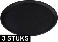 Merkloos Cosy & Trendy Dienblad - 3x - antislip - rond - 40 cm - zwart