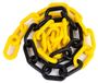 Chaîne de sécurité en plastique, 25 mètres, jaune/noir, maillons de 10 mm