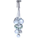 Dekohelden24 Lauschaer Kerstboomversiering, set van 10 kerstballen Lauscha, glazen ballen, raamgordijnen, kerstballen voor ramen, raamballen in zilver, van Lauscha, van 5 tot 8 cm.