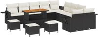 vidaXL - Tuinbank - Set - 14 - st - Zwart - poly - rattan