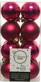 Decoris kleine kerstballen - 16x st - bessen roze - 4 cm - kunststof