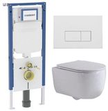 Geberit QeramiQ Dely Swirl Toiletset - 36.3x51.7cm - Geberit UP720 Duofix Sigma inbouwreservoir - rimless - diepspoel - slim zitting - metalen bedieningsplaat mat wit - rechthoekige knoppen - mat wit