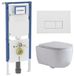 Geberit QeramiQ Dely Swirl Toiletset - 36.3x51.7cm - Geberit UP720 Duofix Sigma inbouwreservoir - rimless - diepspoel - slim zitting - metalen bedieningsplaat mat wit - rechthoekige knoppen - mat wit