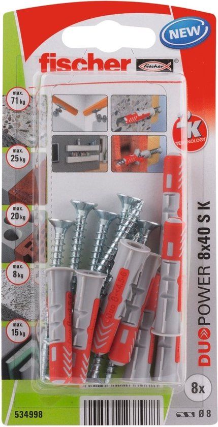 Fischer Duopower 8 x 40 mm - 8 stuks - Universele pluggen