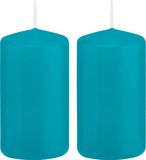 Trend Candles Bougie cylindrique/bougie tronc - 2x - turquoise - 6 x 12 cm - 40 heures de combustion
