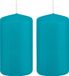 Trend Candles Bougie cylindrique/bougie tronc - 2x - turquoise - 6 x 12 cm - 40 heures de combustion