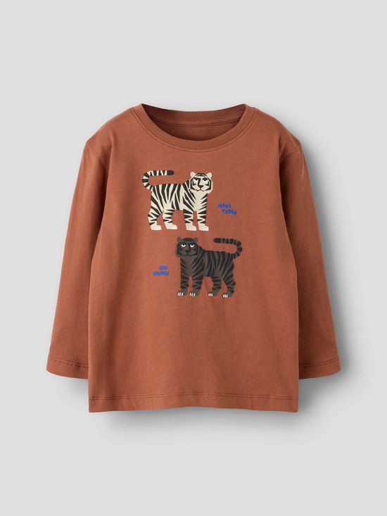 Name It jongens longsleeve shirt bruin biologisch katoen 110