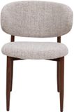 DÉJA Living Eetkamerstoel Jessie - Taupe/Walnoot - Stoffen Stoel - Mid Century - Set van 2