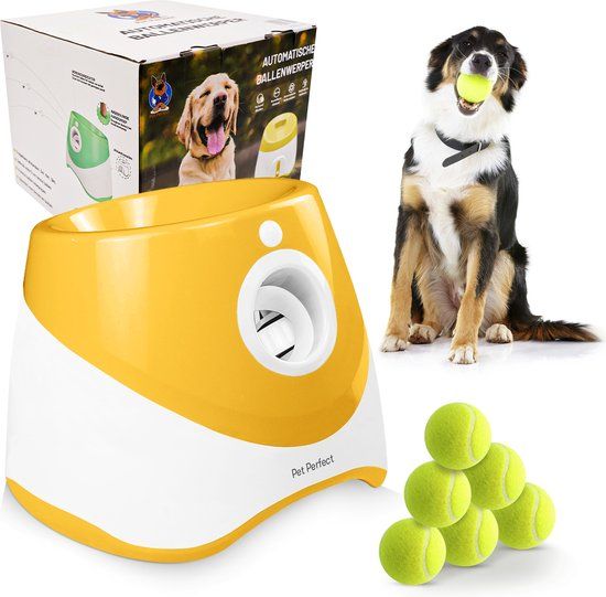 Pet Perfect Automatische Ballenwerper - Hondenspeelgoed - Oplaadbaar - Incl. 6 ballen - 3 Werpafstanden - Oranje