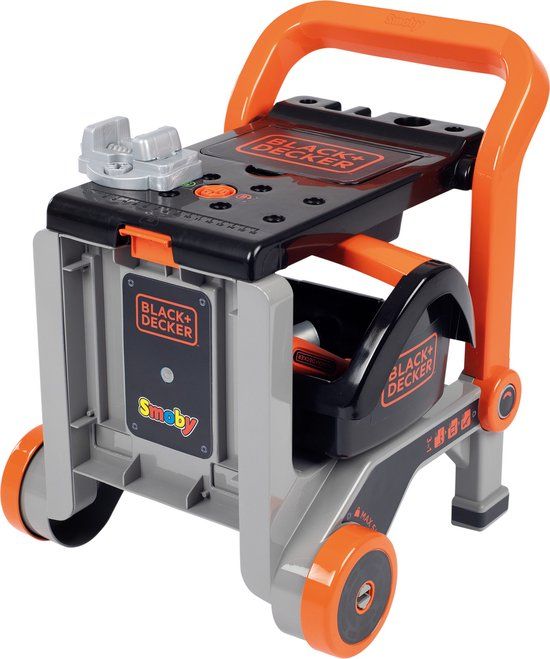 Smoby Black & Decker Bricolo Duiveltje - Werkbank met Steekwagen - 19 Accessoires - 3+ jaar