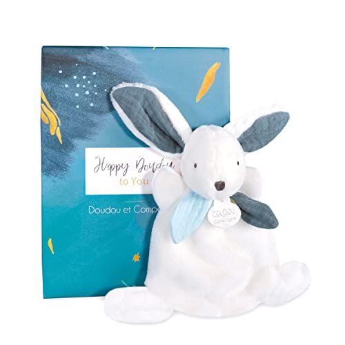 Doudou et Compagnie Happy Pop Mini Knuffeldoek Haas - Blauw - 17 cm - DC3883