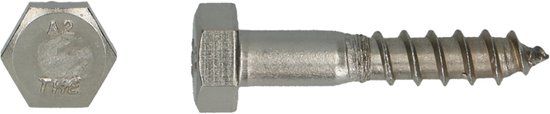 pgb-Europe Houtdraadbout DIN 571 Ø8,00x90 A2 RVS 50 stuks