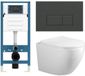 Adema Salina 2.0 Toiletset - 48.5x36x32cm - diepspoel - spoelrandloos - QeramiQ inbouwreservoir - softclose - quickrelease - toiletzitting - mat antraciet kunststof bedieningsplaat - rechthoekige knoppen - wit