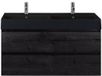 BES LED Maxx XL Badmeubelset 120 cm - Black Oak - Wastafel Kube Dubbel Zwart 2 Kraangaten