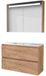 Basic-Line Premium 39 Badkamermeubelset - Ondiep - 100 x 39 cm - Greeploos - 2 Lades - Keramische Wastafel - 1 Kraangat - Spiegelkast met LED Verlichting - Whisky Oak