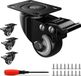 Zwenkwielen / Trolley Wielen voor Meubels - Rubberen Zware Wielen - Heavy Duty Castors /Transportwielen - 180kg