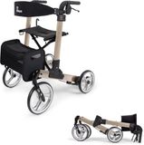 Parvum Luxo Rollator - Luxe dubbel opvouwbare rollator (7kg) - Incl. stokhouder, tas & rugleuning - Champagne, Large