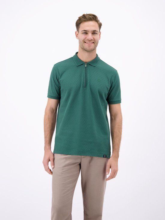 LERROS Poloshirt met kraag met ritssluiting in gestructureerde kwaliteit, Maat: L, Kleur: SOFT TEAL, 100% katoen