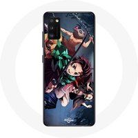 Maniacase Hoesje voor Samsung Galaxy A41 Tanjiro Nezuko et Inosuke Slayer Kimetsu no Yaiba Manga