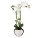 Atmosphera Orchidee bloem kunstplant - wit - H53 x B37 cm - in luxe zilveren pot