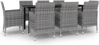 vidaXL 9-delige Tuinset met kussens poly rattan en glas