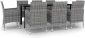 vidaXL 9-delige Tuinset met kussens poly rattan en glas