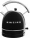 SWEISS Waterkoker Vintage KTL9, 2200 W, 1,8 liter, 360° voet, roestvrij staal, zwart