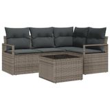 vidaXL Bankstel 5-delig Lichtgrijs Polyrattan