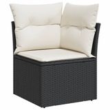 vidaXL 6-delige Loungeset met Kussens, Poly Rattan, Zwart