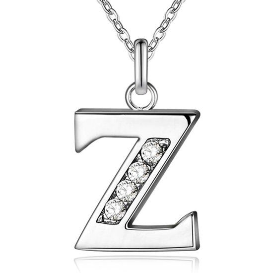 LGT JWLS Lookinggoodtoday Zilverkleurige Letter Z Dames Ketting met Zirkonia