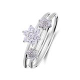 Lucardi Dames Zilveren ring bloem met zirkonia voor dames - Ring - 925 Zilver - Zilverkleurig - 17 / 53 mm