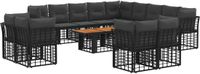 vidaXL Tuinbank Set 14 st Zwart en Donkergrijs Polyrattan