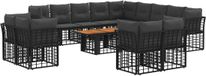 vidaXL Tuinbank Set 14 st Zwart en Donkergrijs Polyrattan