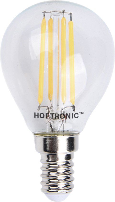 HOFTRONIC E14 LED Filament Lampen - 4 Watt - 470 Lumen - 2700K Warm Wit - P45 Bolvorm - 10 Stuks