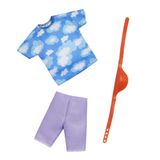 Barbie Ken Kleding en Accessoires Set - Wolken T-Shirt met paarse korte broek en heuptasje