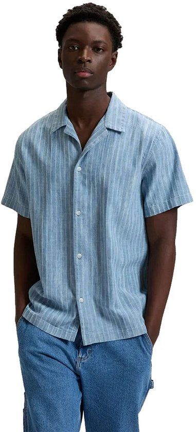 Lee Novelty Resort Overhemd Blauw Katoen Korte Mouw Regular Fit Mannen XL