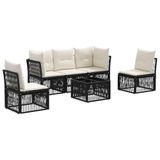 vidaXL Tuinbankenset 6 st Zwart poly rattan