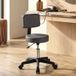 Tabouret de soin esthétique pivotant, hauteur réglable, roulettes, dossier ergonomique, gris, usage professionnel