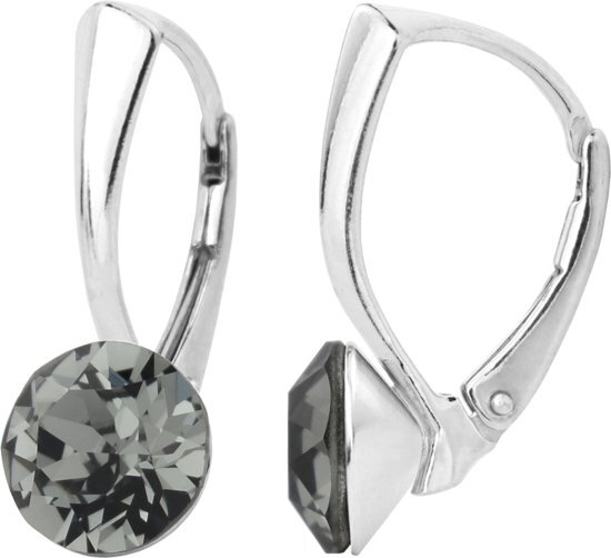 ARLIZI 1255 Oorbellen Swarovski Kristal - Dames - 925 Sterling Zilver - 8 mm - Grijs