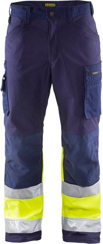 Blåkläder Softshell werkbroek High Vis 1562-2517 - Marine/High Vis Geel - Maat 62