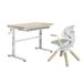 HOKO Set bureau enfant, réglable en hauteur, plateau de travail sans reflet 100x60 cm, surface inclinable 100x40 cm, avec chaise enfant, aspect bois/vert, modèle LUKA & LEVI
