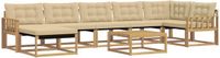 vidaXL Hoek loungeset 7-zits Wit en Beige Massief Acacia Hout