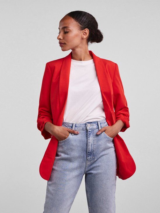 PIECES PCBOSELLA 3/4 Blazer Dames - High Risk Red - Maat L