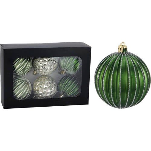 Home & Styling Collection Kerstballen polypropyleen groen - 6 stuks (ø8 cm)
