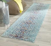 Safavieh Gewassen tapijt modern patroon, MNC208, geweven polypropyleen modern 2'2" x 6' blauw/meerkleurig.