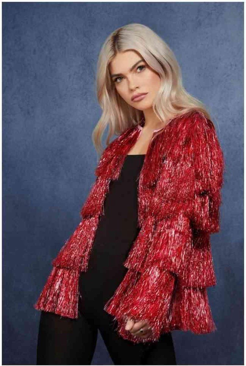 Fever London Kostuum Jacket -L/XL- Tinsel Festival Rood